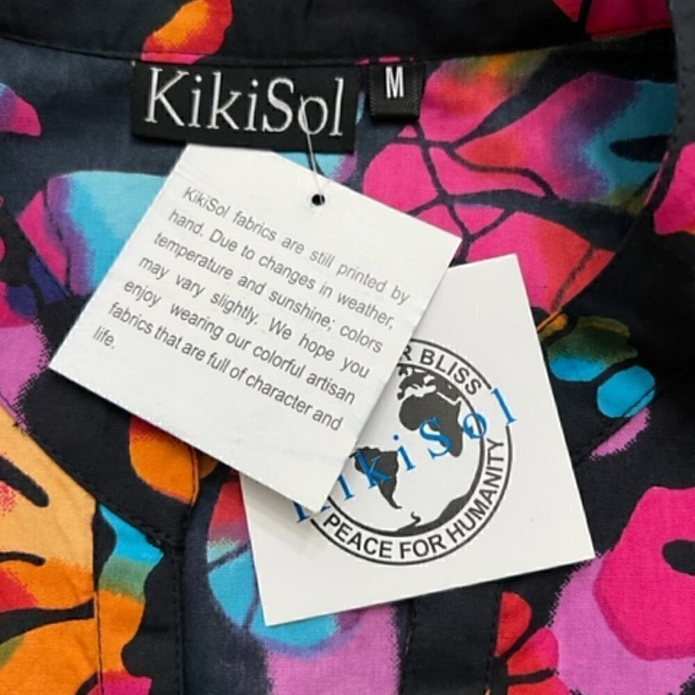 KikiSol Dress Tunic Cover-Up Colorful Floral Cotton - Picture 4 of 4